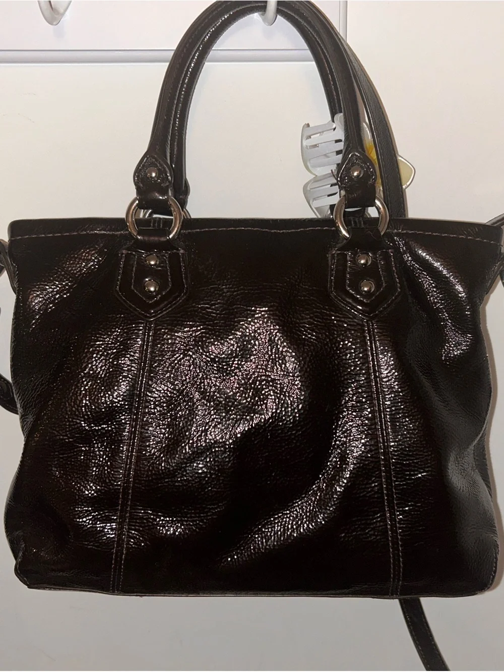 Dark Brown Vintage Coach Satchel with Cross Body Straps - Picture 2 of 4